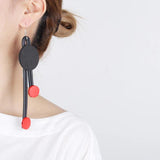 Red Wooden Beads Drop Earrings for Night Wear