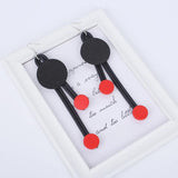 Red Wooden Beads Drop Earrings for Night Wear