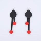 Red Wooden Beads Drop Earrings for Night Wear