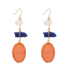 Juran Stone Wood Drop Earrings Summer Shell Fruit Wedding Jewelry