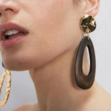 Juran Stone Wood Drop Earrings Summer Shell Fruit Wedding Jewelry
