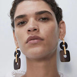 Juran Stone Wood Drop Earrings Summer Shell Fruit Wedding Jewelry