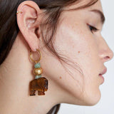 Juran Stone Wood Drop Earrings Summer Shell Fruit Wedding Jewelry