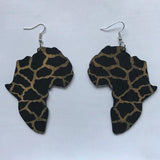 Queen Wood Africa Map Heart Earrings Vintage Party African Afro Jewelry
