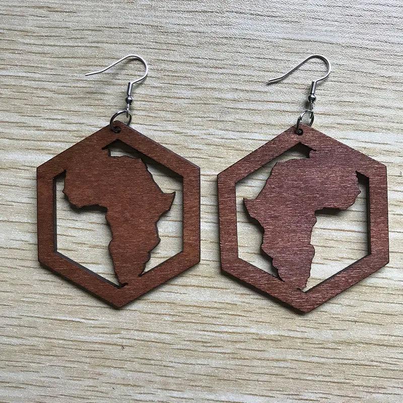 Vintage Africa Wooden Comb Barber Earrings