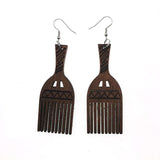 Vintage Africa Wooden Comb Barber Earrings