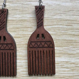 Vintage Africa Wooden Comb Barber Earrings
