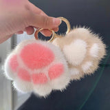 Mink Fur Panda Car Keychain Small Panda Plush Doll Women Bag Ornaments