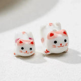 15x21mm Ceramic Lucky Cat Beads for Jewelry Making