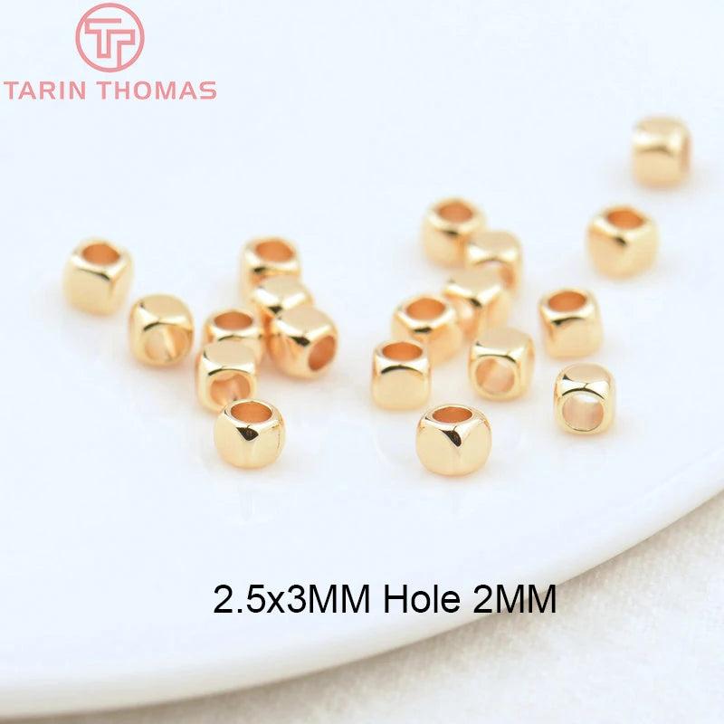 20PCS 24K Plated Brass Square Spacer Beads High Diy Jewelry Accessories
