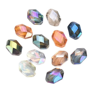 10pcs Hexagon Oval Faceted Crystal Glass Prism Loose Crafts Beads