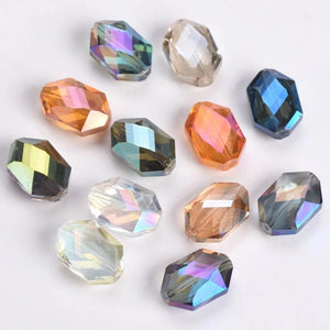 10pcs Hexagon Oval Faceted Crystal Glass Prism Loose Crafts Beads