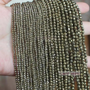 Faceted Pyrite Round Beads 2mm/3mm/4mm for Jewelry Making