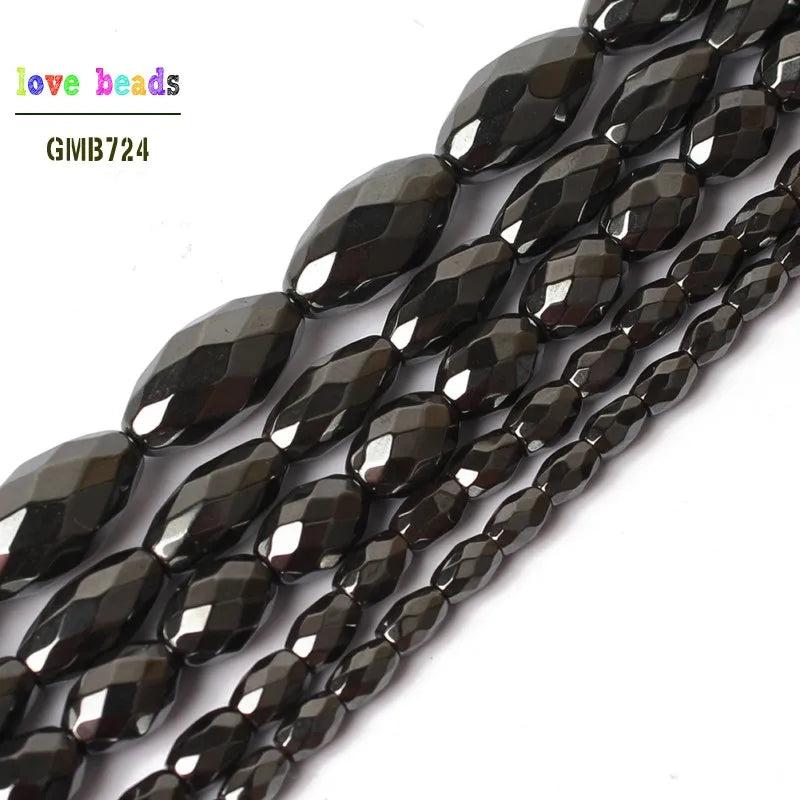 Faceted Hematite Rice Beads 15'' 3x5/4x6/6x9/6x12/8x16mm