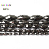 Faceted Hematite Rice Beads 15'' 3x5/4x6/6x9/6x12/8x16mm