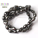 Faceted Hematite Rice Beads 15'' 3x5/4x6/6x9/6x12/8x16mm