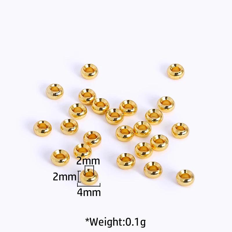 18K Plated Roundel Spacer Beads Brass Metal Loose Beads Separators DIY Bracelet