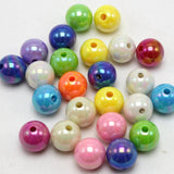 100 Mixed Bubblegum Luster AB Acrylic Round Beads 12mm