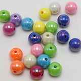 100 Mixed Bubblegum Luster AB Acrylic Round Beads 12mm