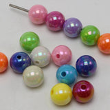 100 Mixed Bubblegum Luster AB Acrylic Round Beads 12mm
