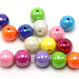 100 Mixed Bubblegum Luster AB Acrylic Round Beads 12mm