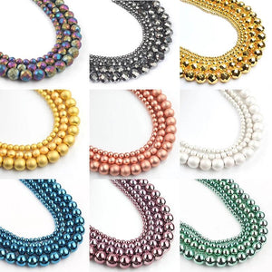 Natural Stone Bead Silver Hematite Round Faceted Beads 15'' Strands