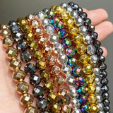 Natural Stone Bead Silver Hematite Round Faceted Beads 15'' Strands