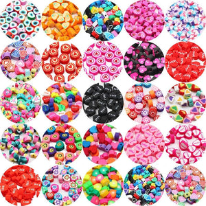 Polymer Heart Beads Flower Spacer Beads Jewelry Making DIY