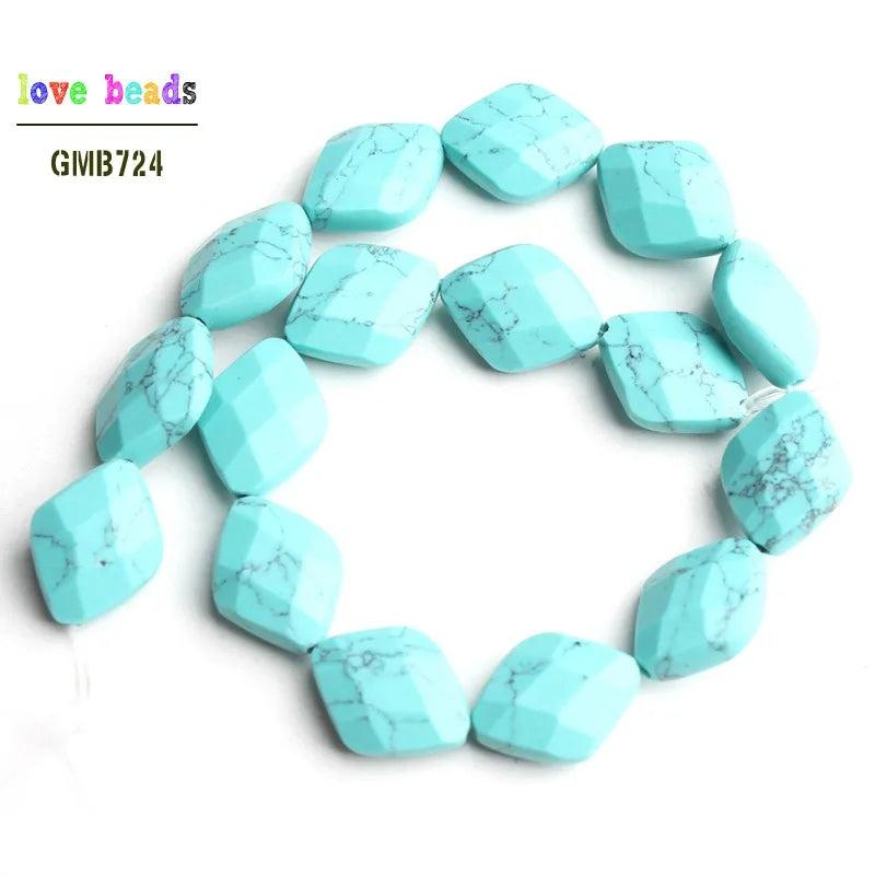 10x13mm Natural Faceted Stone Rhombus Beads for DIY Bracelet