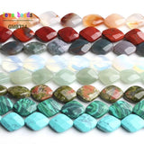 10x13mm Natural Faceted Stone Rhombus Beads for DIY Bracelet