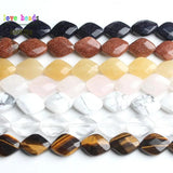 10x13mm Natural Faceted Stone Rhombus Beads for DIY Bracelet