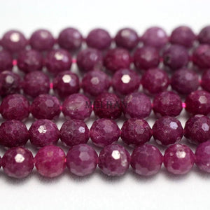 Meihan Natural Ruby Faceted Round Loose Beads for Jewelry Making