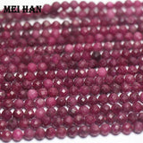 Meihan Natural Ruby Faceted Round Loose Beads for Jewelry Making