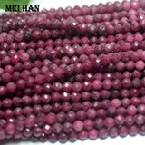 Meihan Natural Ruby Faceted Round Loose Beads for Jewelry Making
