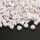 7mm Love Heart Acrylic Alphabet Beads Gold for DIY Jewelry Making