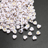 7mm Love Heart Acrylic Alphabet Beads Gold for DIY Jewelry Making