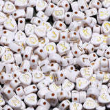 7mm Love Heart Acrylic Alphabet Beads Gold for DIY Jewelry Making