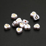 7mm Love Heart Acrylic Alphabet Beads Gold for DIY Jewelry Making