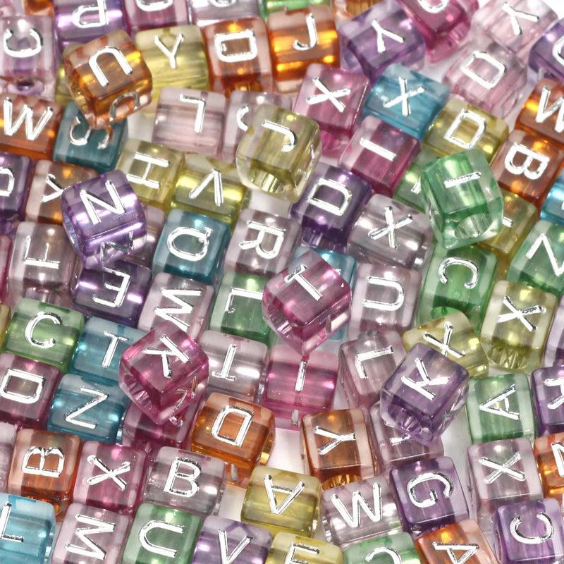 Square Mixed Alphabet Beads Spacer Acrylic Beads Jewelry Making Diy 6mm
