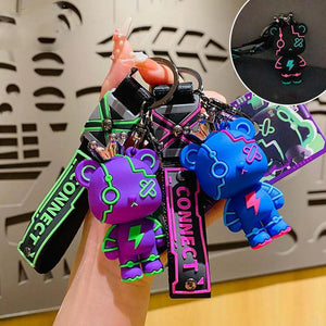 Lightning Saber Bear Keychain Connect Punk Bear Doll Bag Pendant