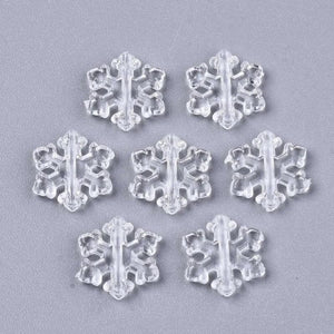 200pcs Transparent Snowflake Acrylic Beads for DIY Jewelry Making Crafts