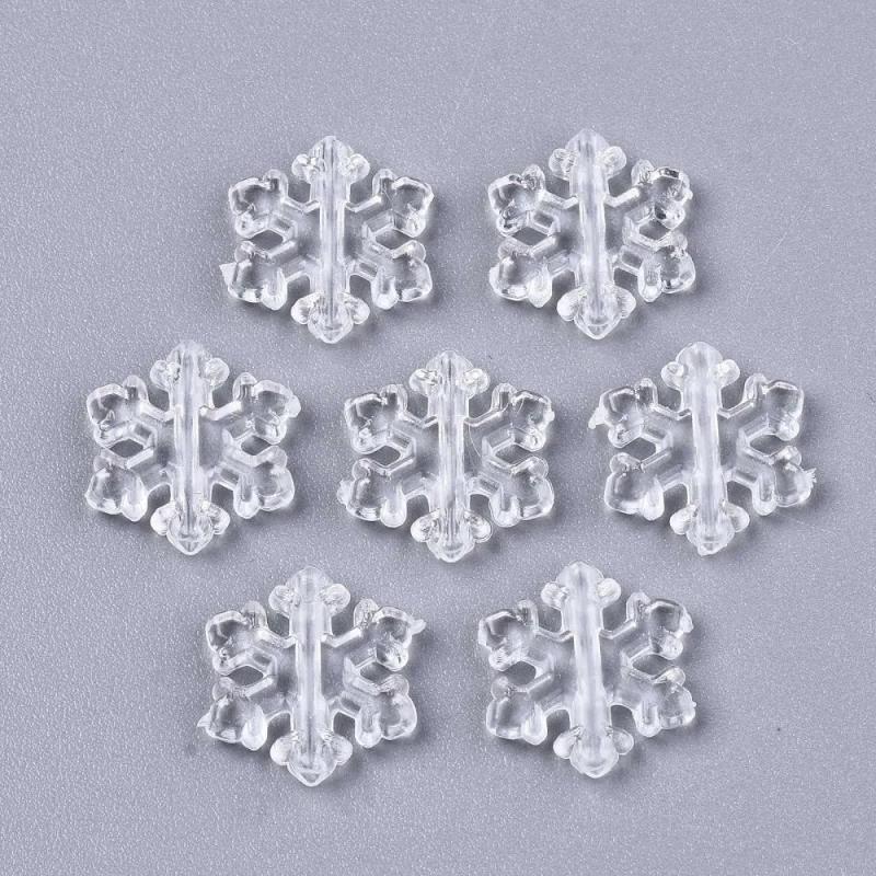 200pcs Transparent Snowflake Acrylic Beads for DIY Jewelry Making Crafts