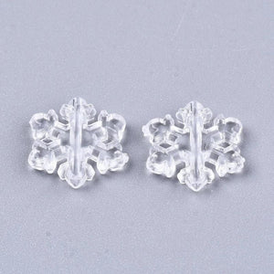 200pcs Transparent Snowflake Acrylic Beads for DIY Jewelry Making Crafts