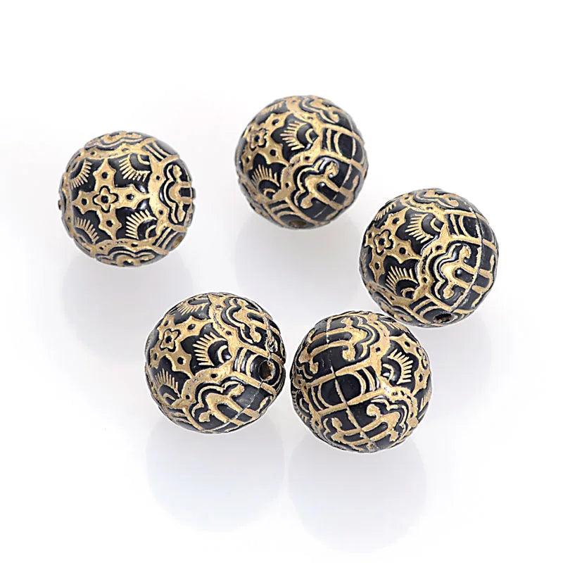 30 Pcs 14mm Antique Plating Acrylic Spacer Beads