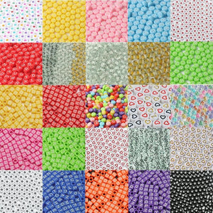 100-500pcs Mix Letter Beads Square Round Alphabet Beads Acrylic DIY Jewelry