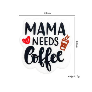 10pcs Coffee Mom Silicone Beads Teether Chewing Teeth Bead DIY Jewelry