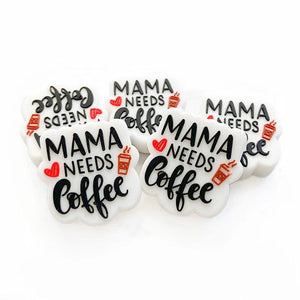 10pcs Coffee Mom Silicone Beads Teether Chewing Teeth Bead DIY Jewelry