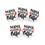 10pcs Coffee Mom Silicone Beads Teether Chewing Teeth Bead DIY Jewelry