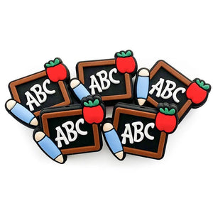10pcs Cartoon Blackboard Silicone Mini Beads Food-Grade Chewing Teeth Bead