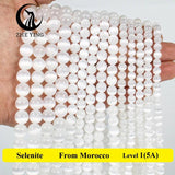 5A Natural Selenite Stone Beads 6 8 10mm Bracelet Necklace Accessories